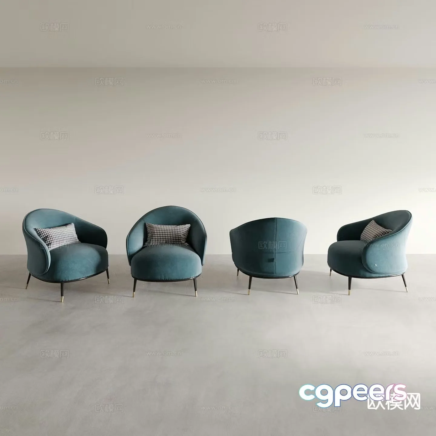 Simple European chair leisure chair 3d model