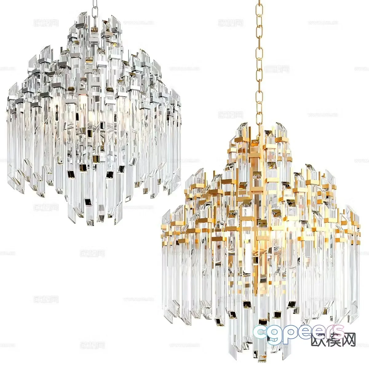 Light luxury crystal chandelier 3d model