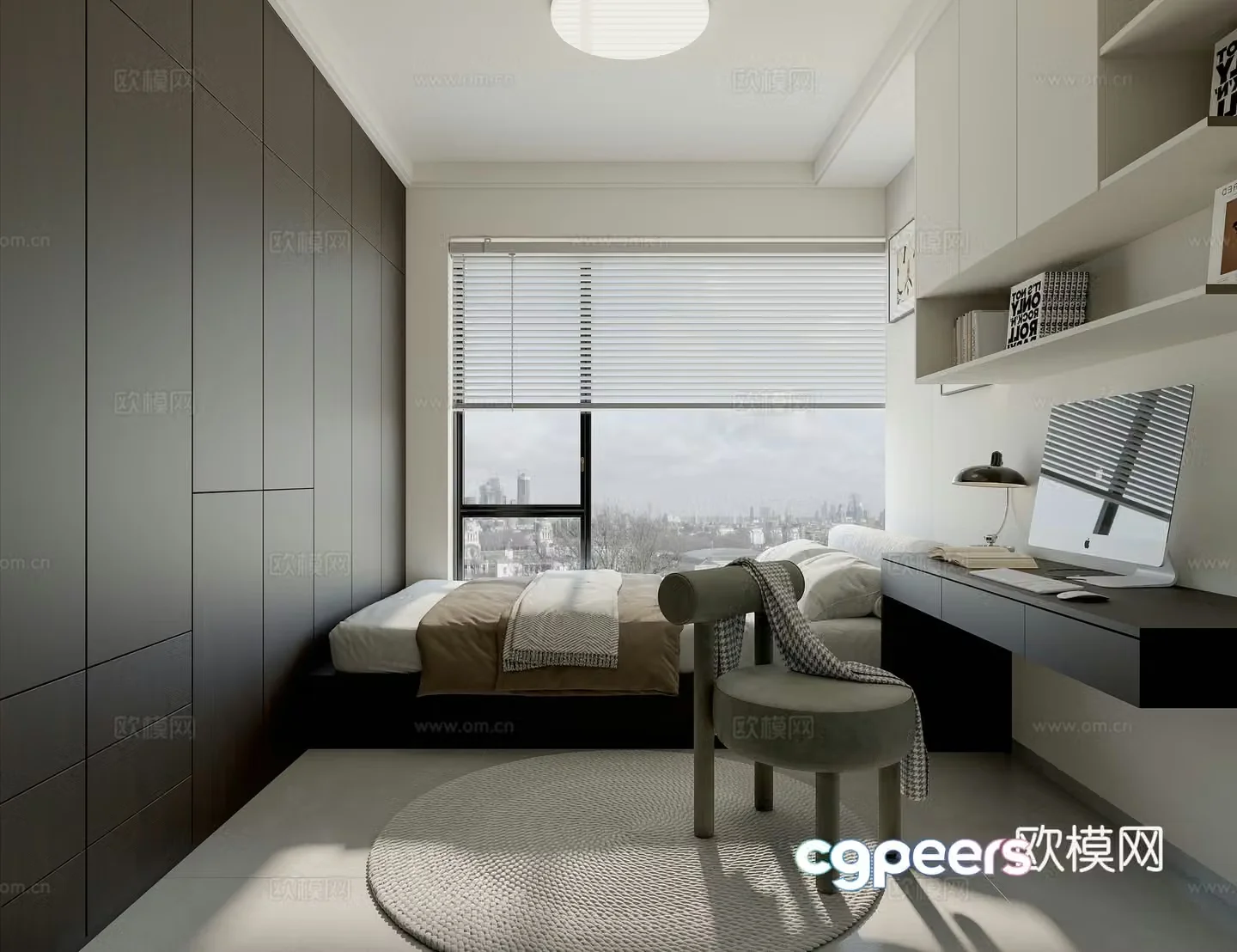 Modern tatami bedroom Minimalist tatami bedroom Italian tatami bedroom 3d model