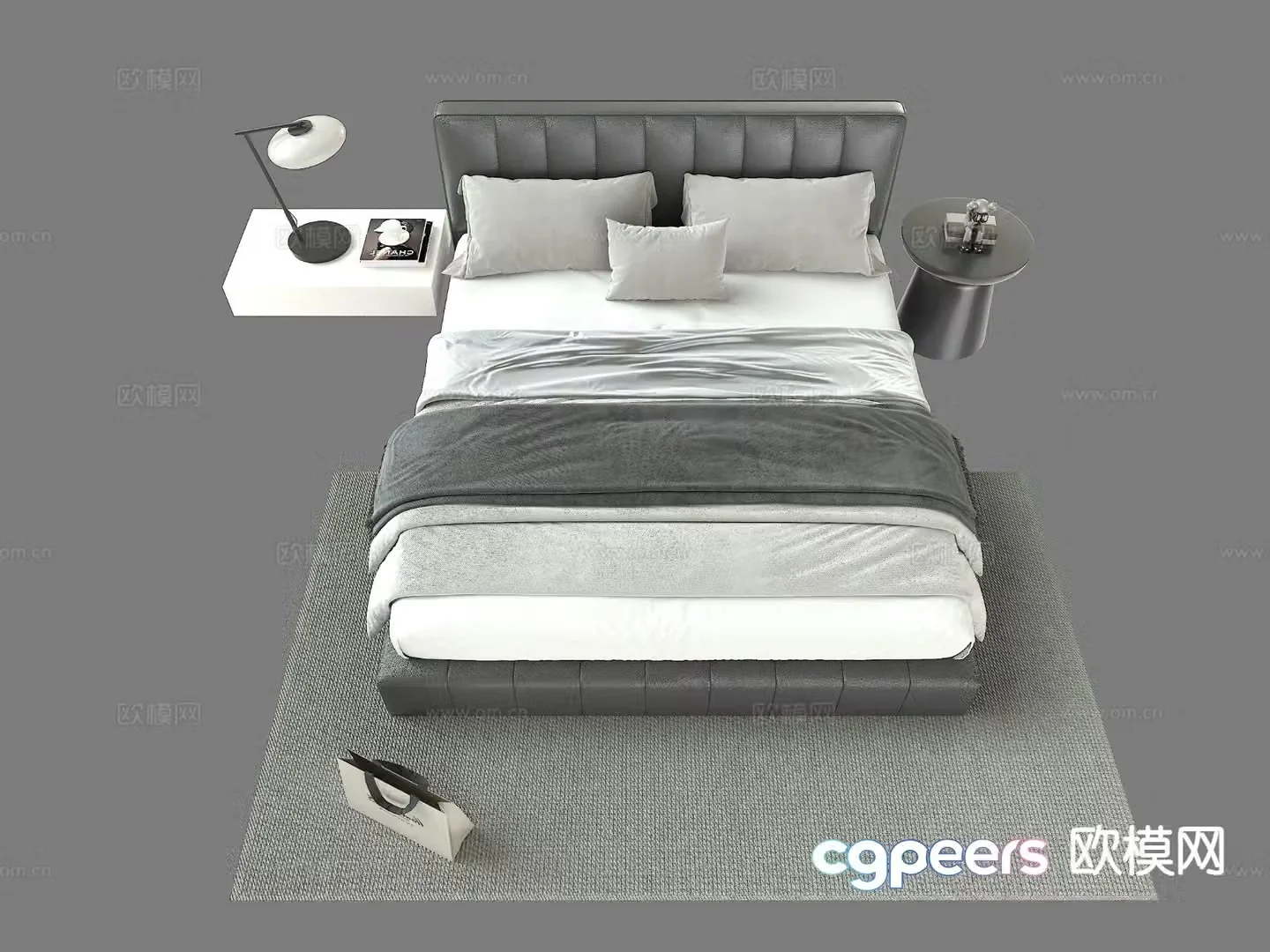 Modern double bed 3d model