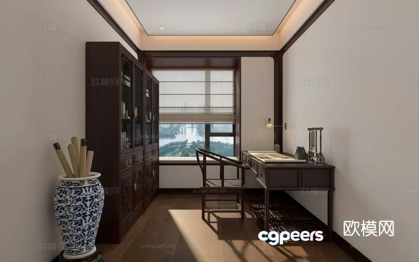 New Chinese style study 3D model