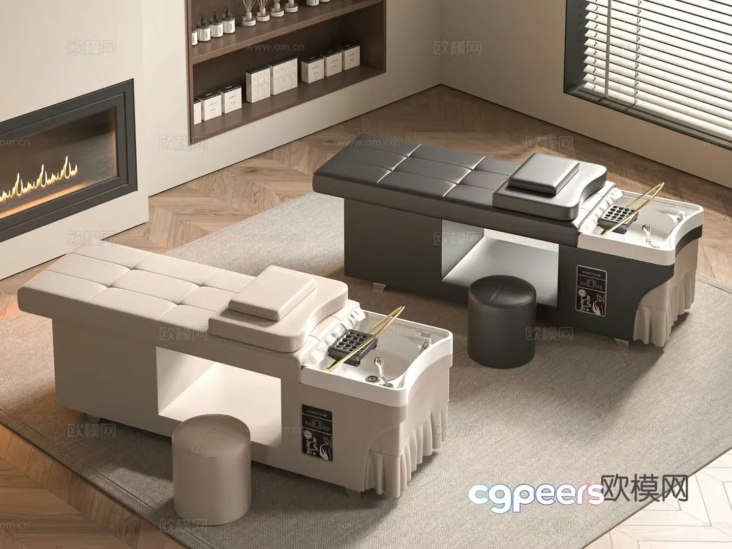 Modern hair washing bed Massage bed 3d model