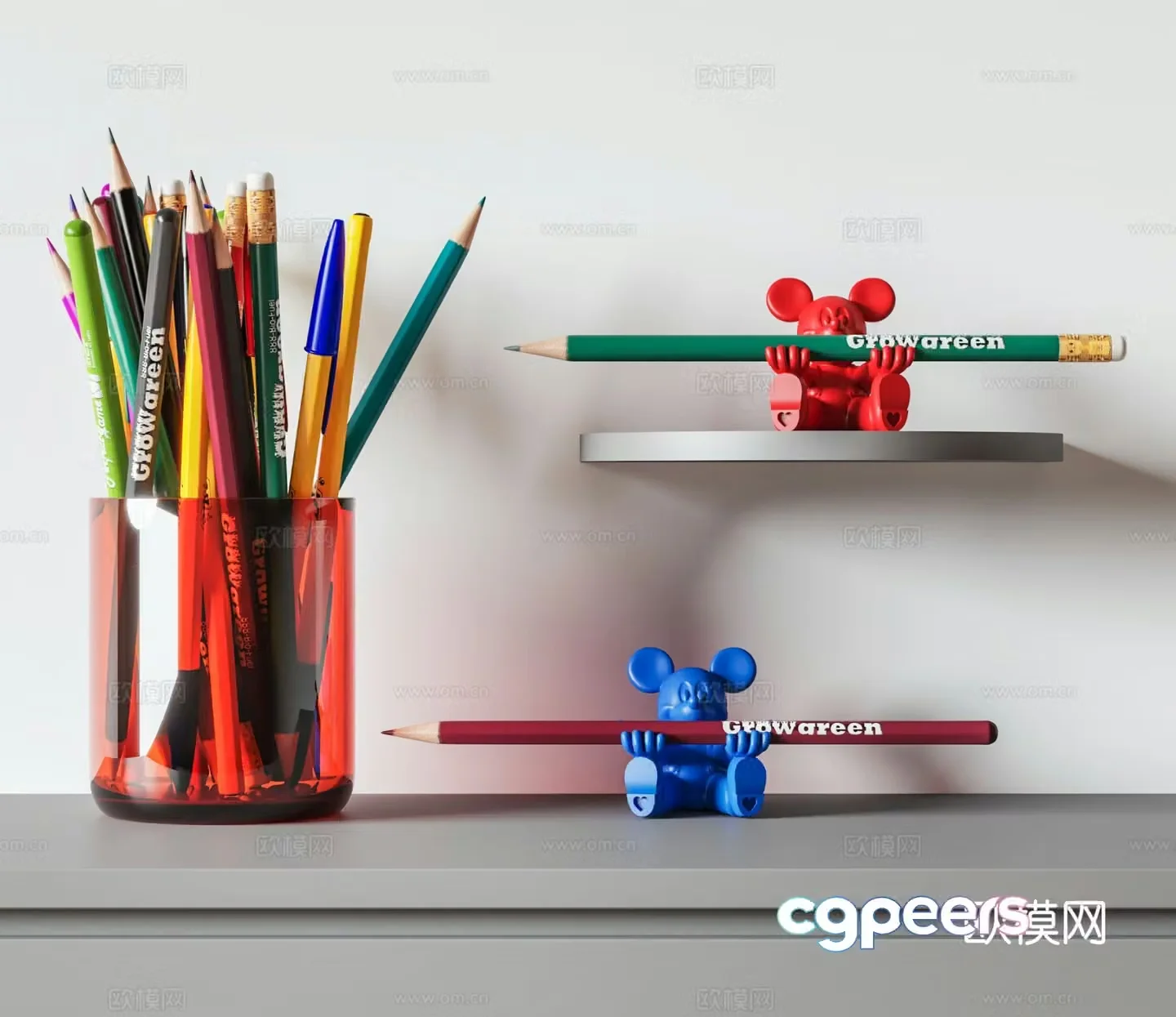 Cartoon pen holder pen holder pencil brush 3d model
