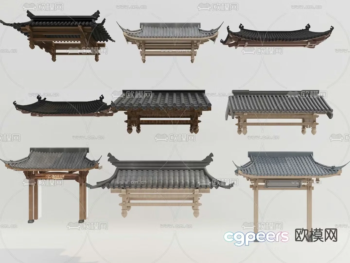 Chinese door tower Chinese roof 3D model