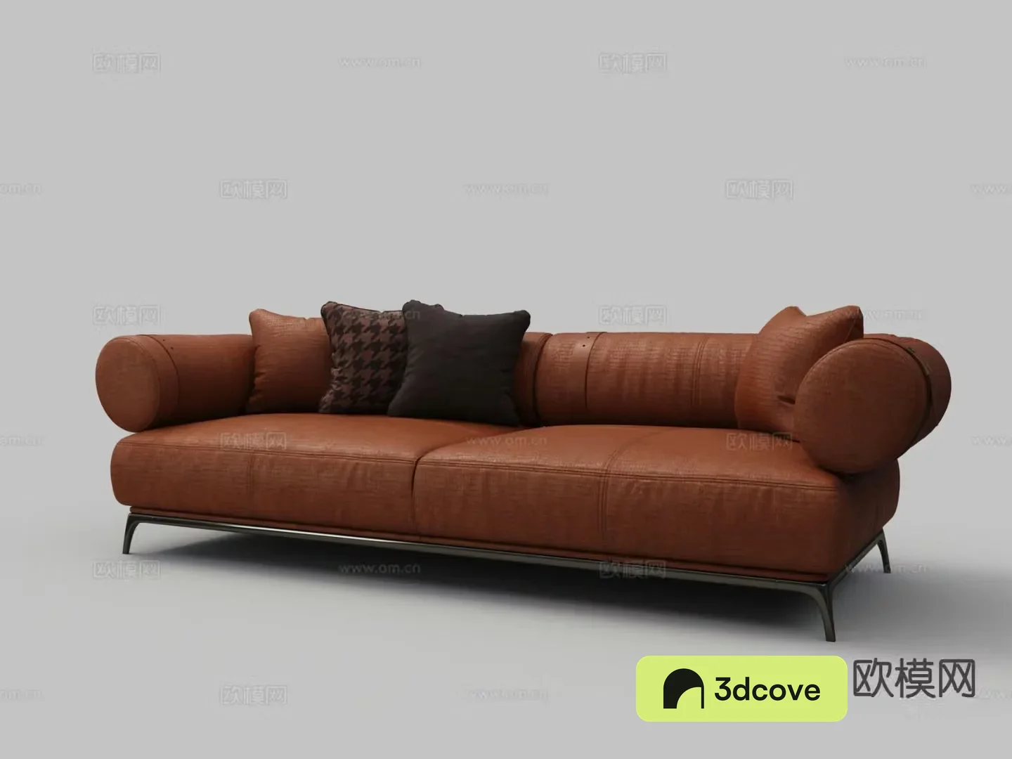 Modern multi-seater sofa brown leather sofa