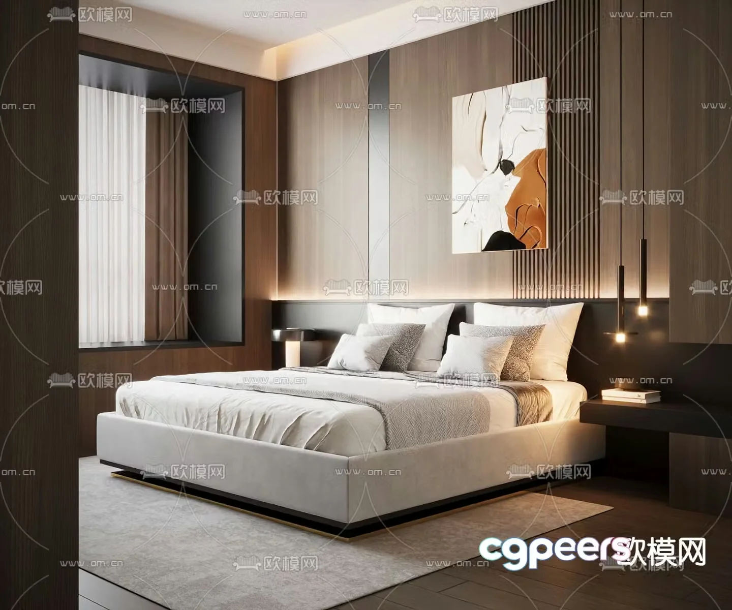 Italian double bed 3d model