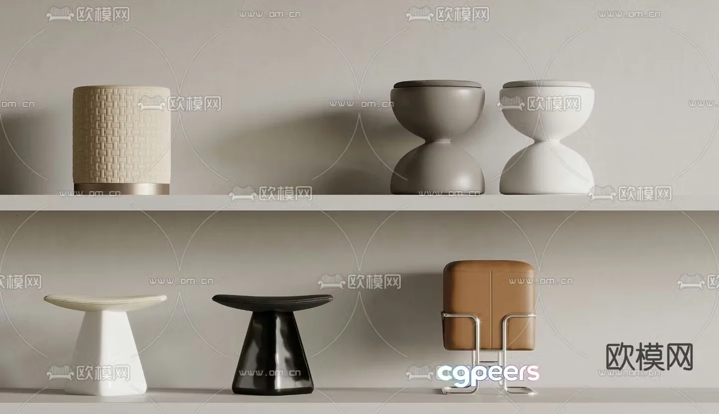 Stool sofa stool low stool 3d model