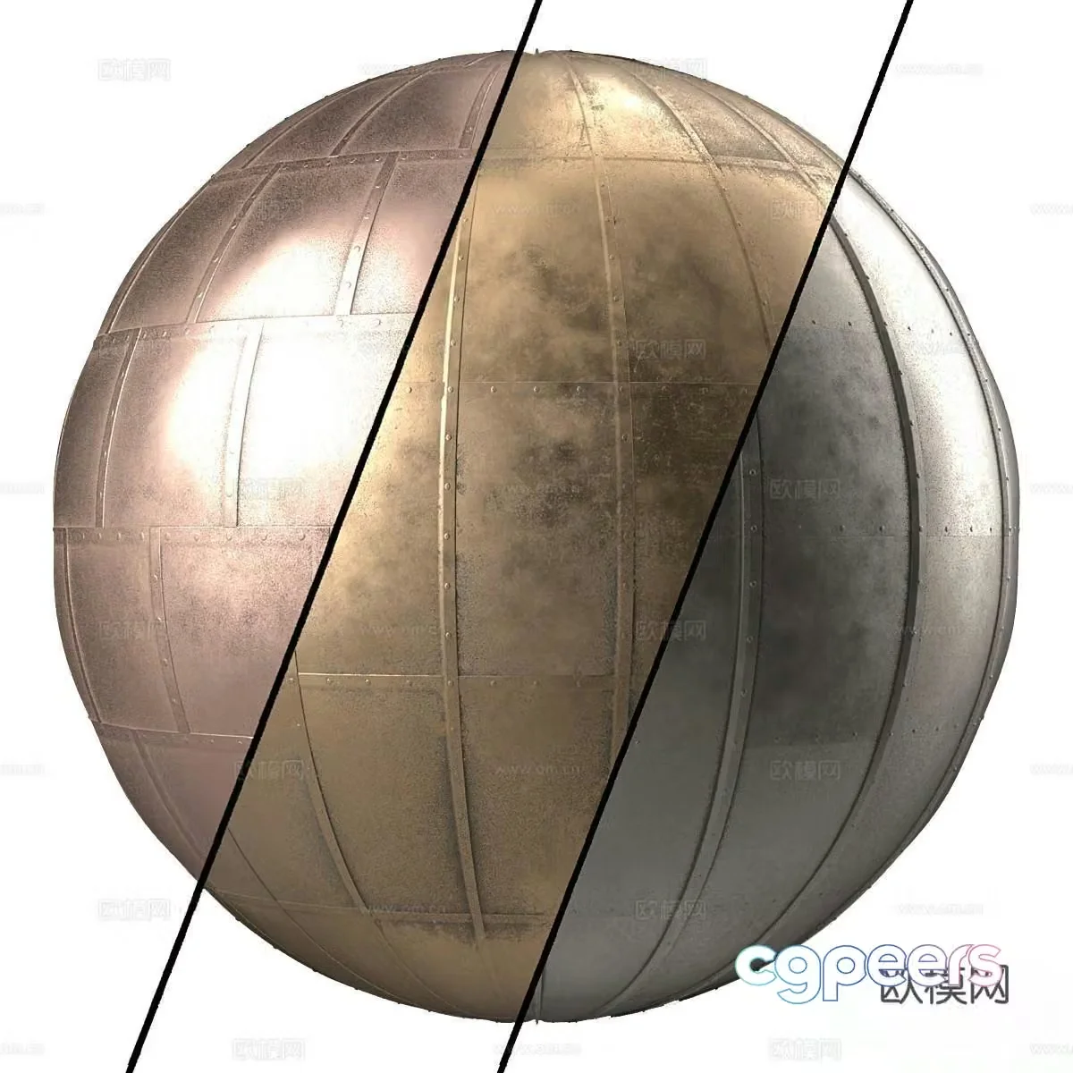 Modern metal plate old metal plate copper plate stainless steel plate rose metal 3d model