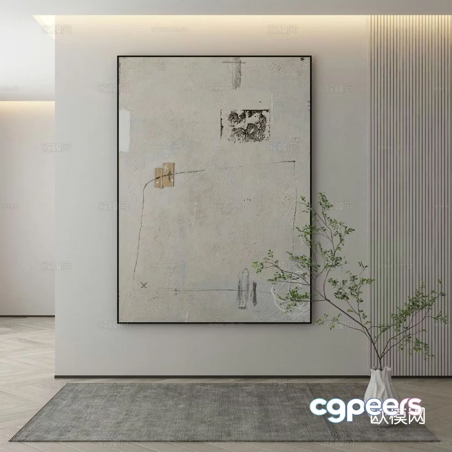 Modern texture painting decorative painting 3d model