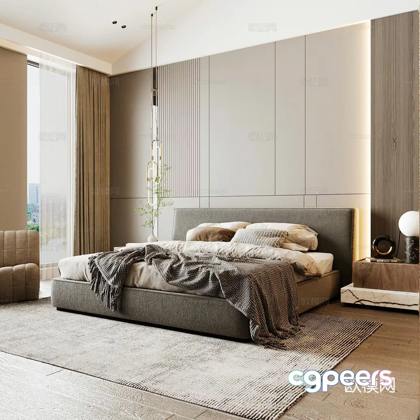 Modern home bedroom Modern bedroom Italian bedroom Simple bedroom Italian bed 3d model