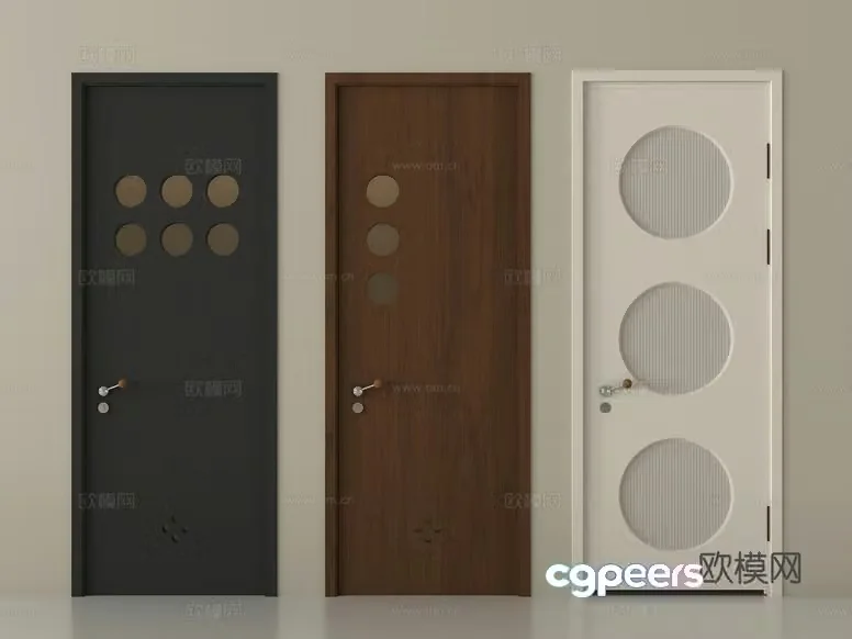 Three Doors With Circular Designs 3D Model – 6001 – VRAY Render