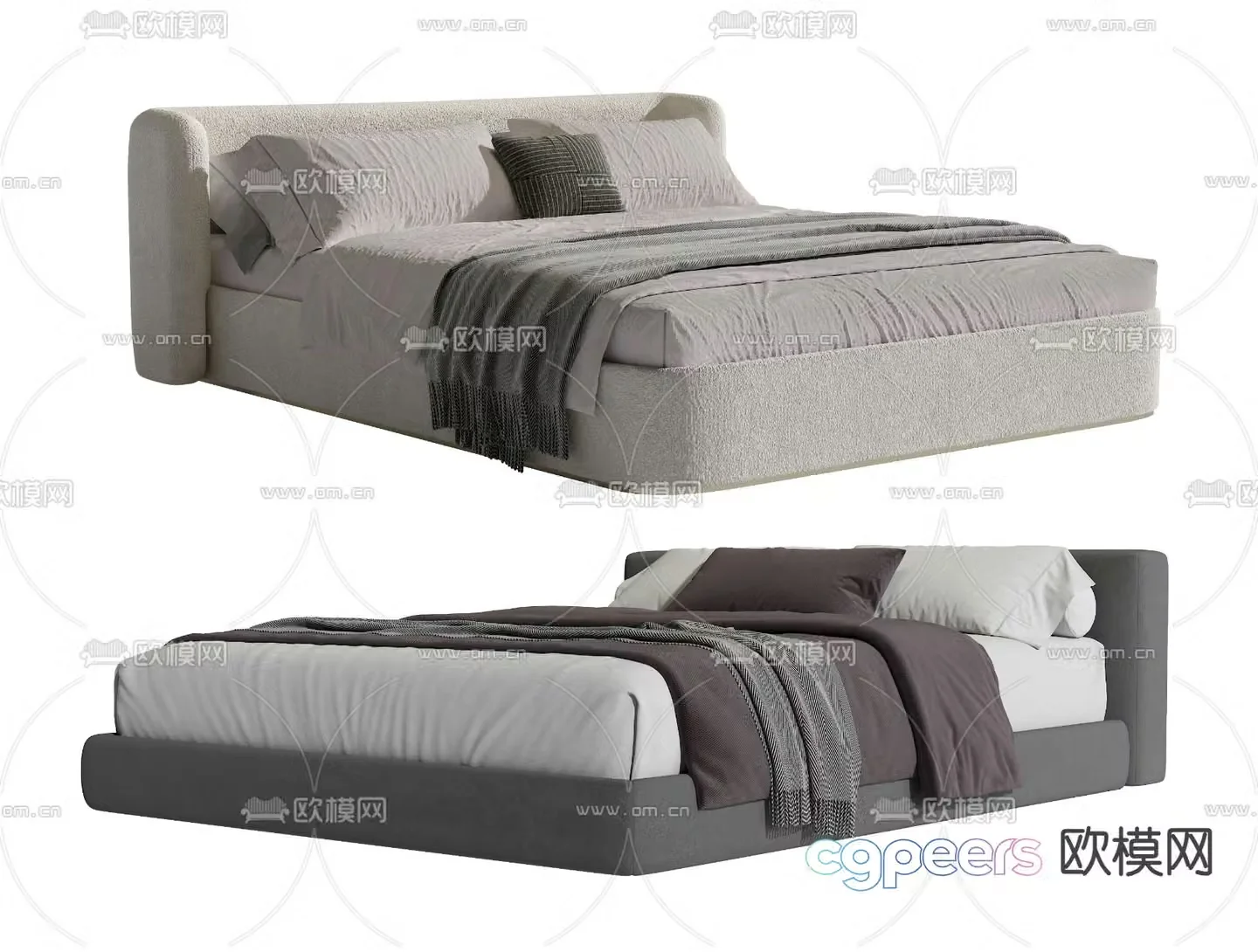Modern double bed 3d model