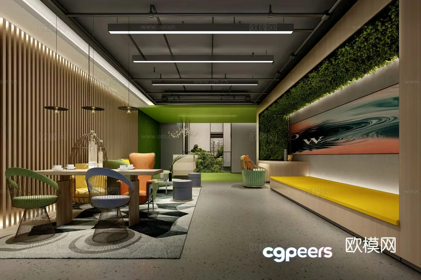 Modern office area 3d model