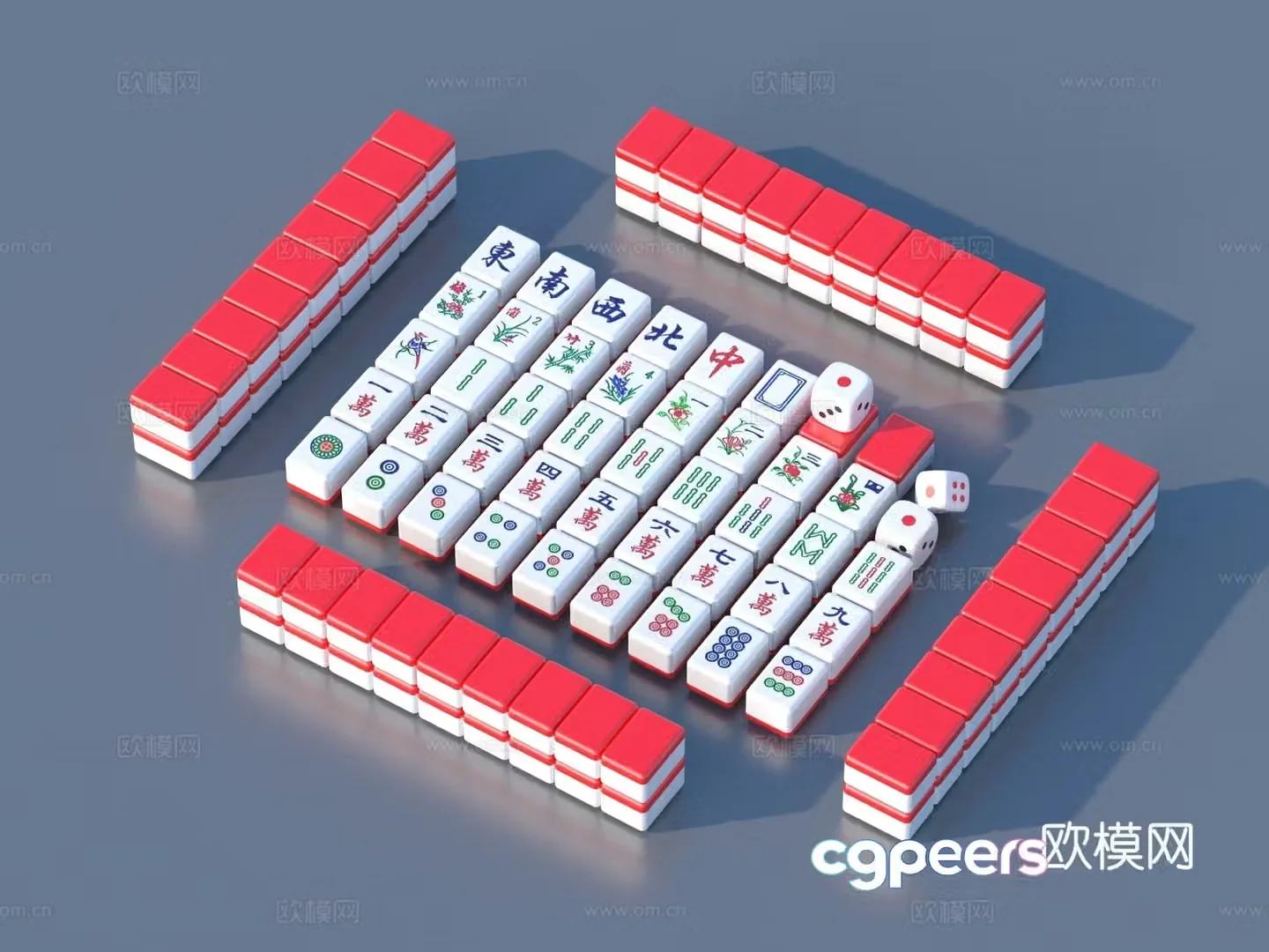Mahjong Chess and Cards Chinese Mahjong 3D Model