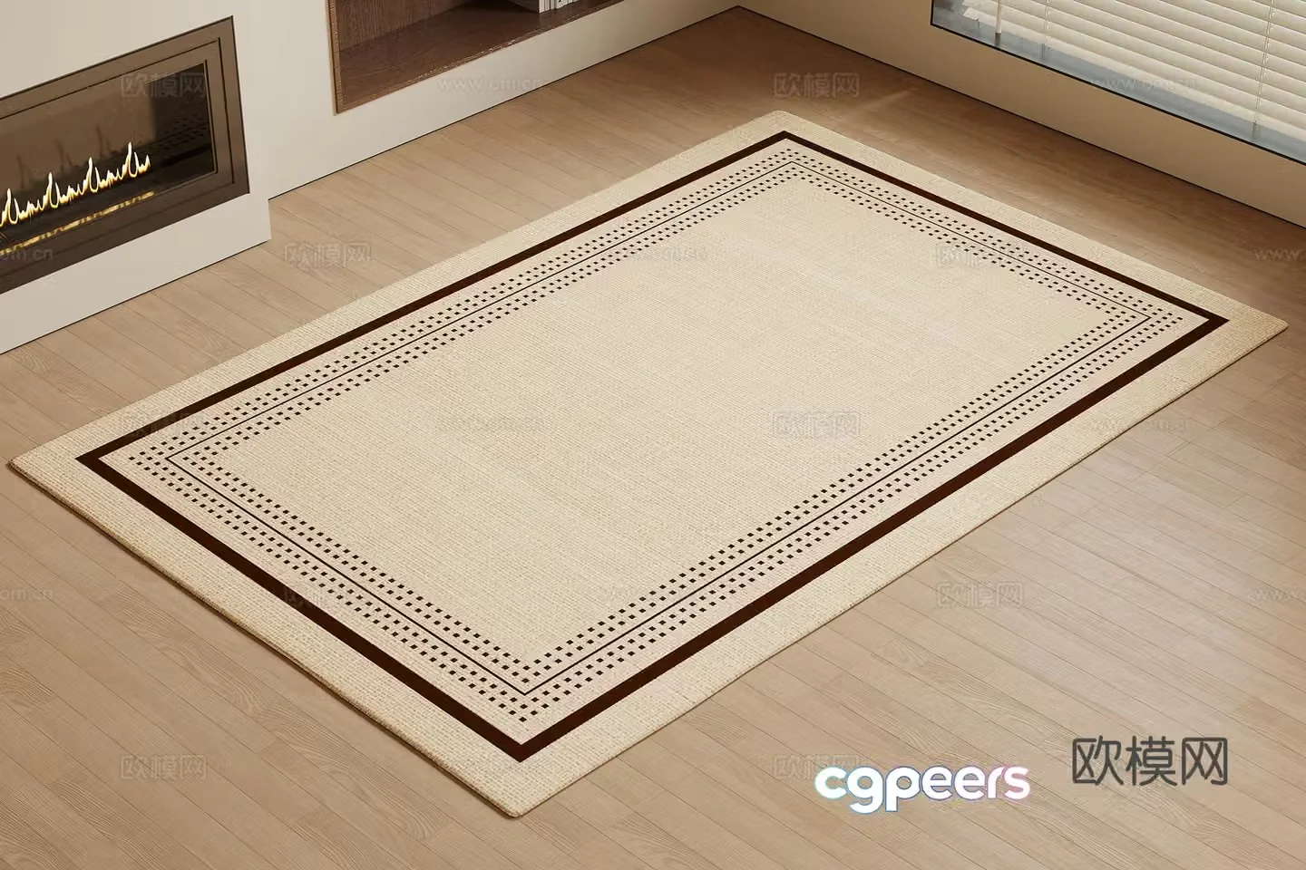 Carpet New Chinese style carpet Coffee linen carpet 3D model