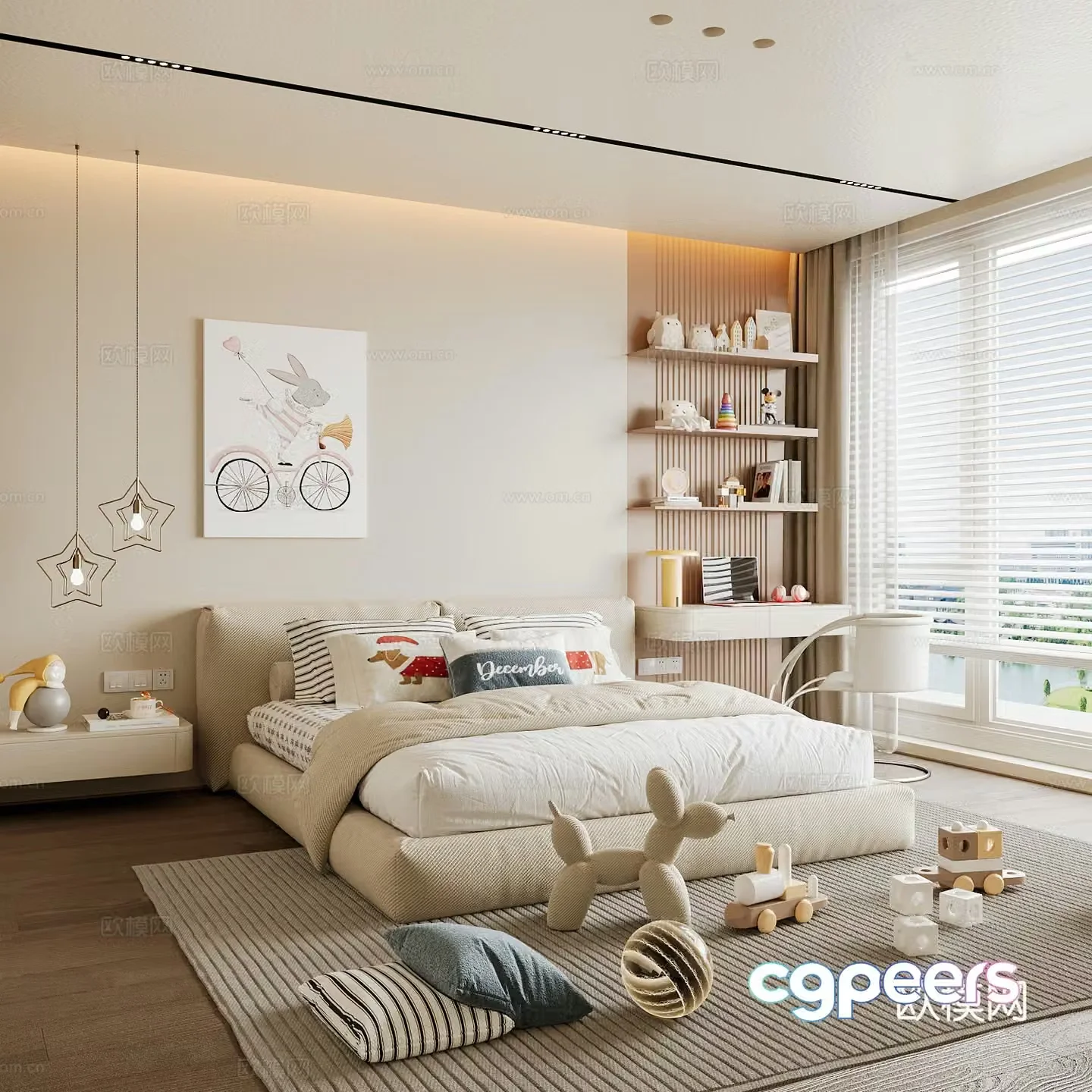 Modern children’s room boy’s room girl’s room children’s bed children’s wardrobe children’s desk 3d model