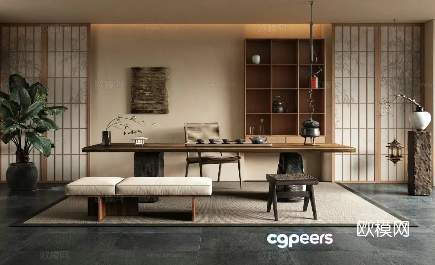 New Chinese Zen teahouse 3D model