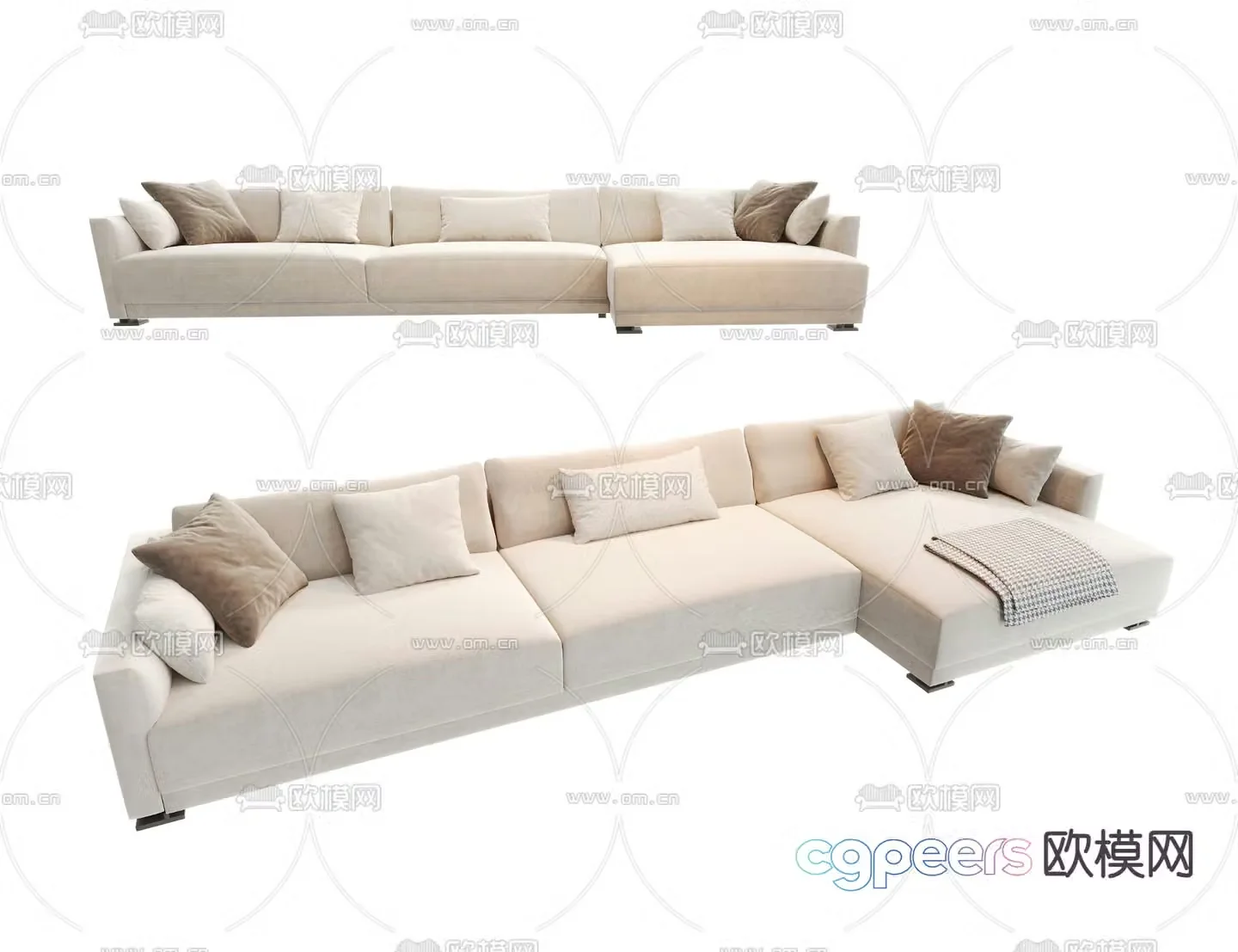 multi-person sofa corner sofa 3d model