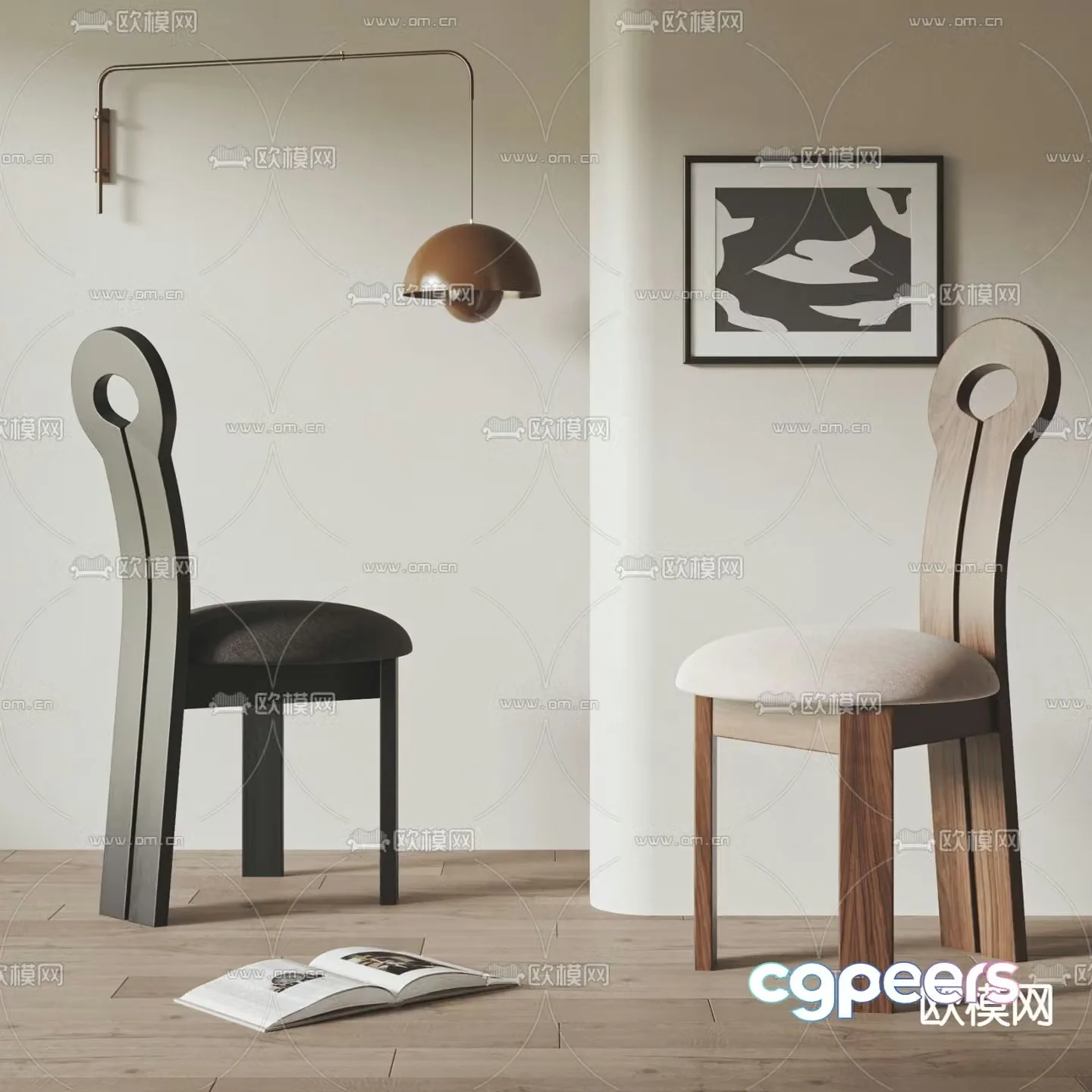 Wabi-sabi chair dining chair 3d model