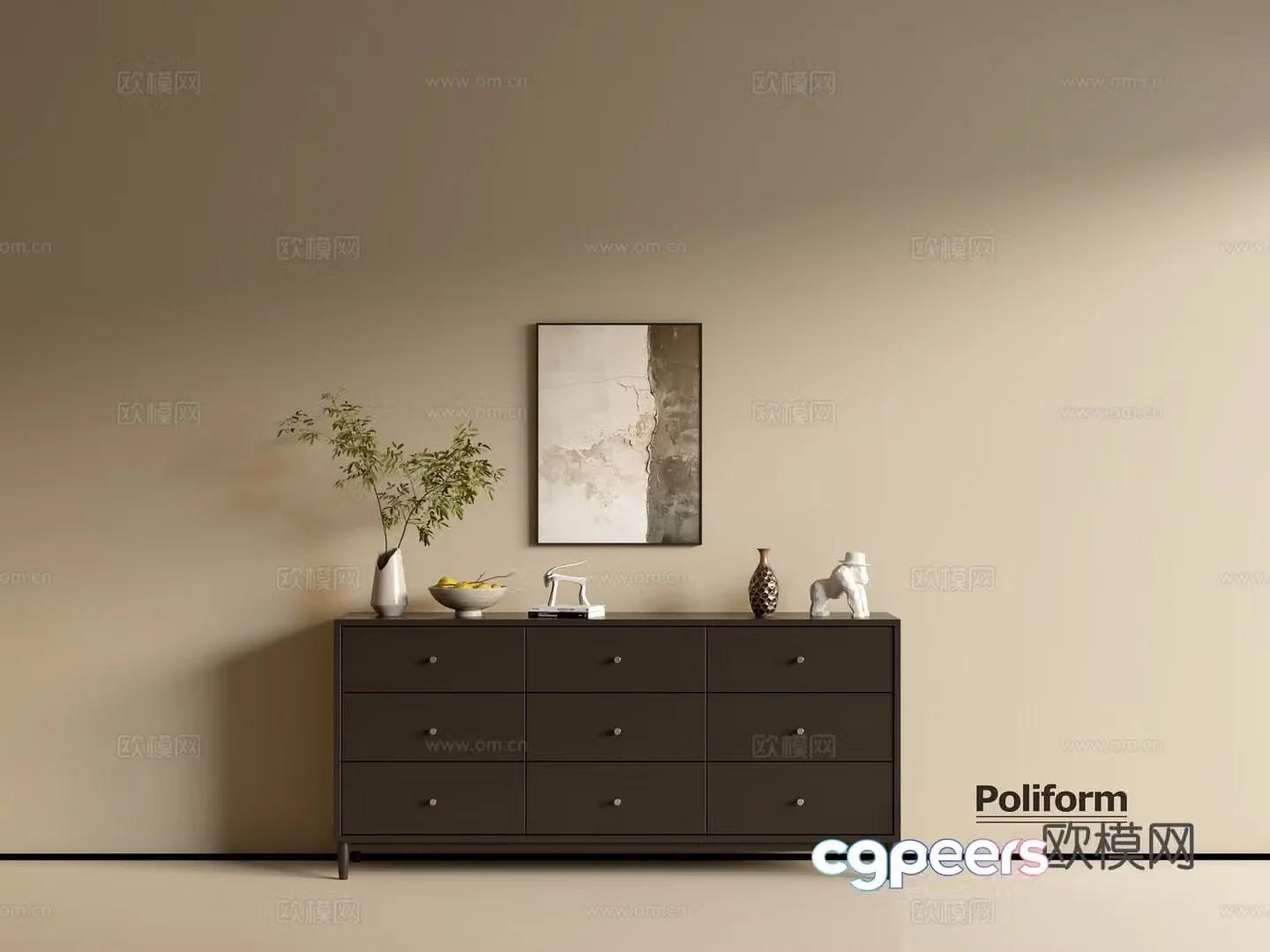 Modern black cabinet ins wind side cabinet chest cabinet low cabinet whole cabinet dining side cabinet balcony cabinet 3d model