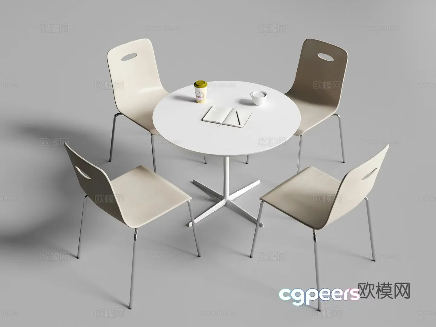Modern negotiation table and chair combination round table ornament 3D model