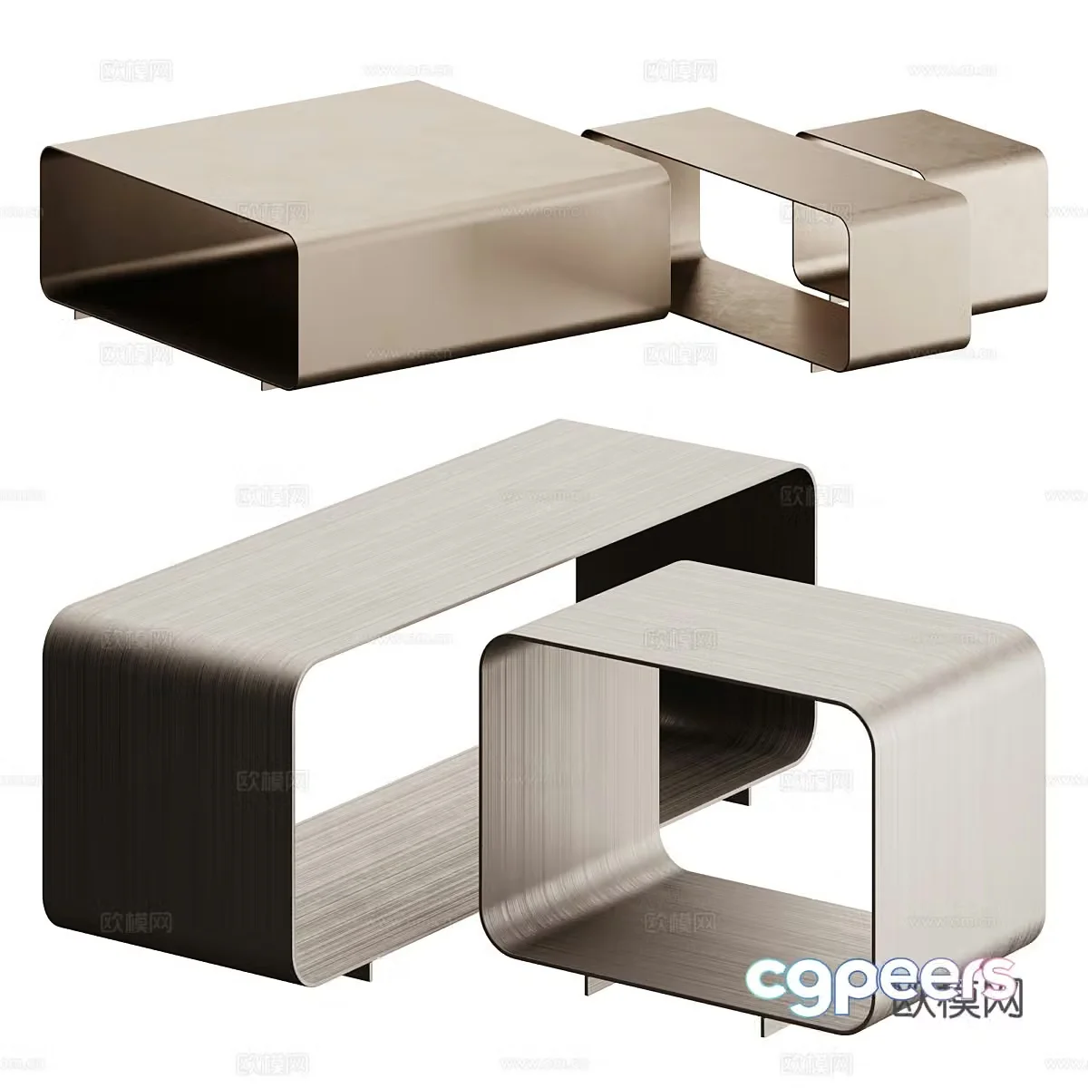 Modern Italian minimalist metal coffee table 3D model