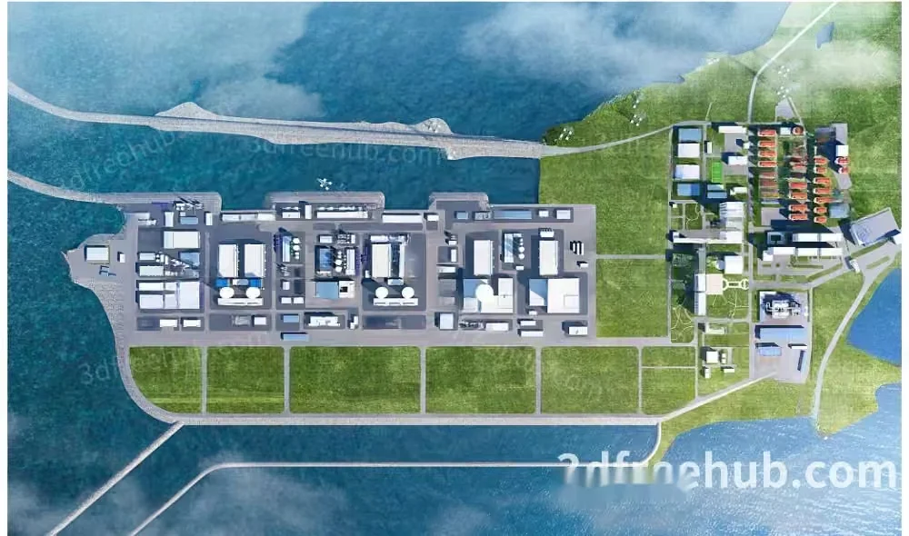 A 3D Map Of A Large Facility Or Industrial Area 3D Model – 2106 – VRAY Render