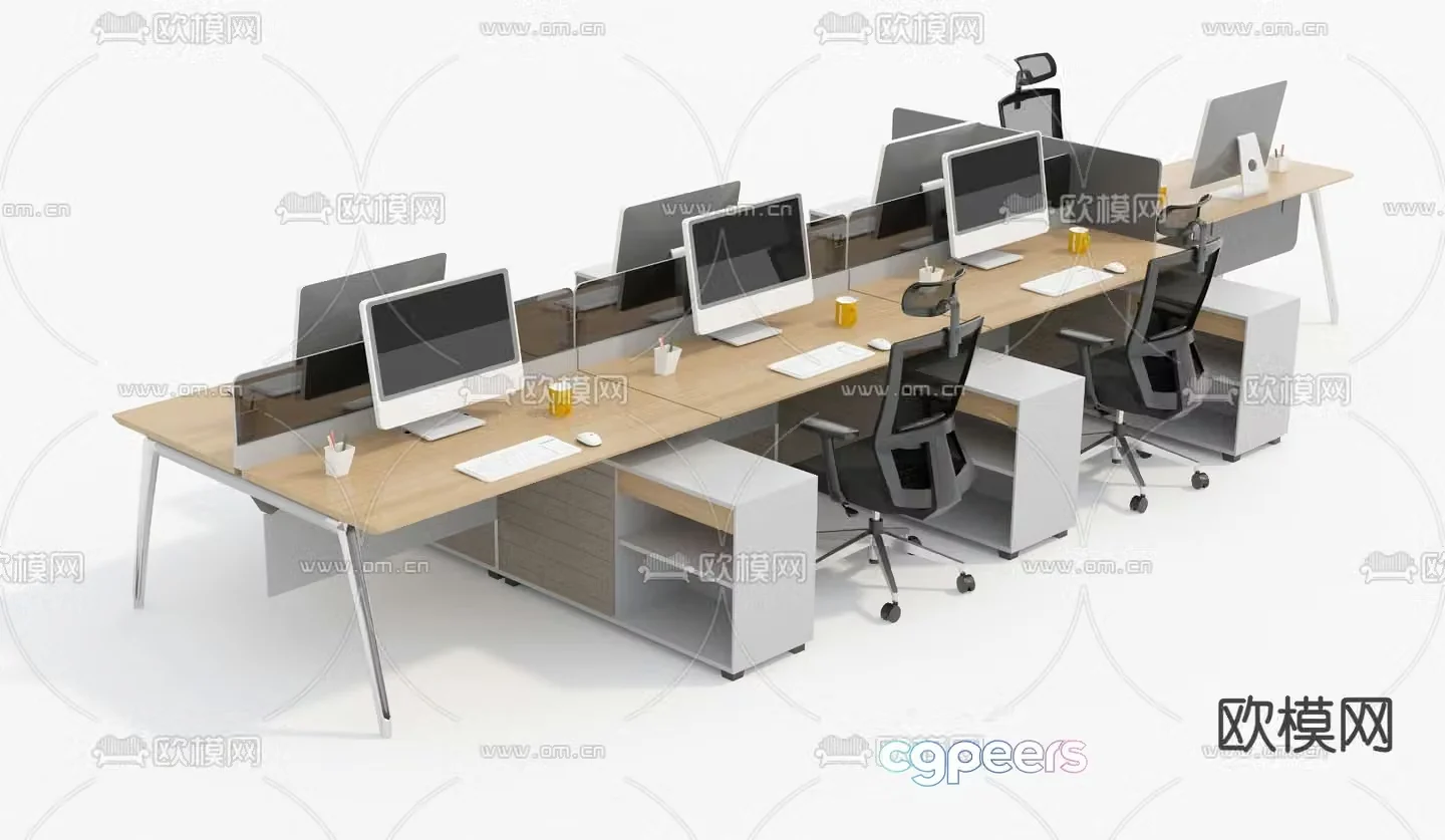 desk work station position card position 3d model