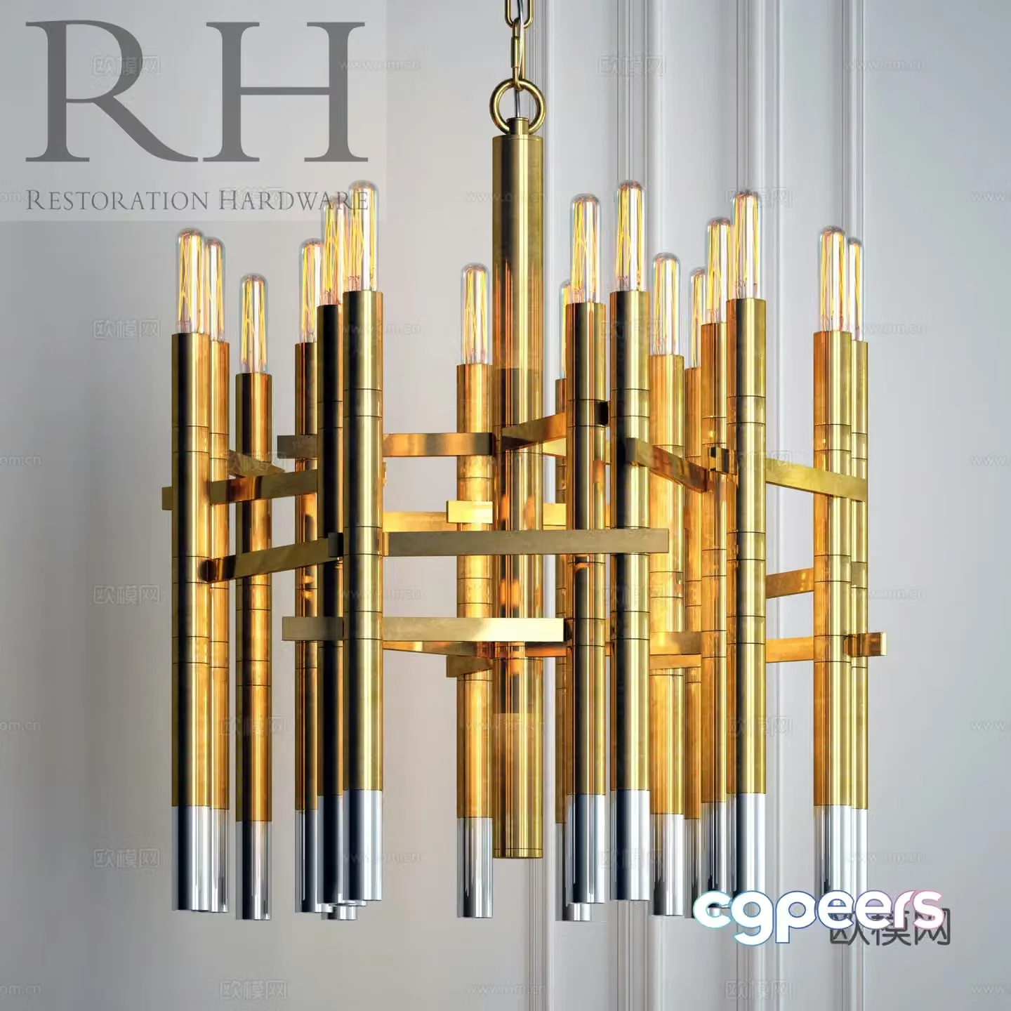 Modern metal chandeliers 3d model