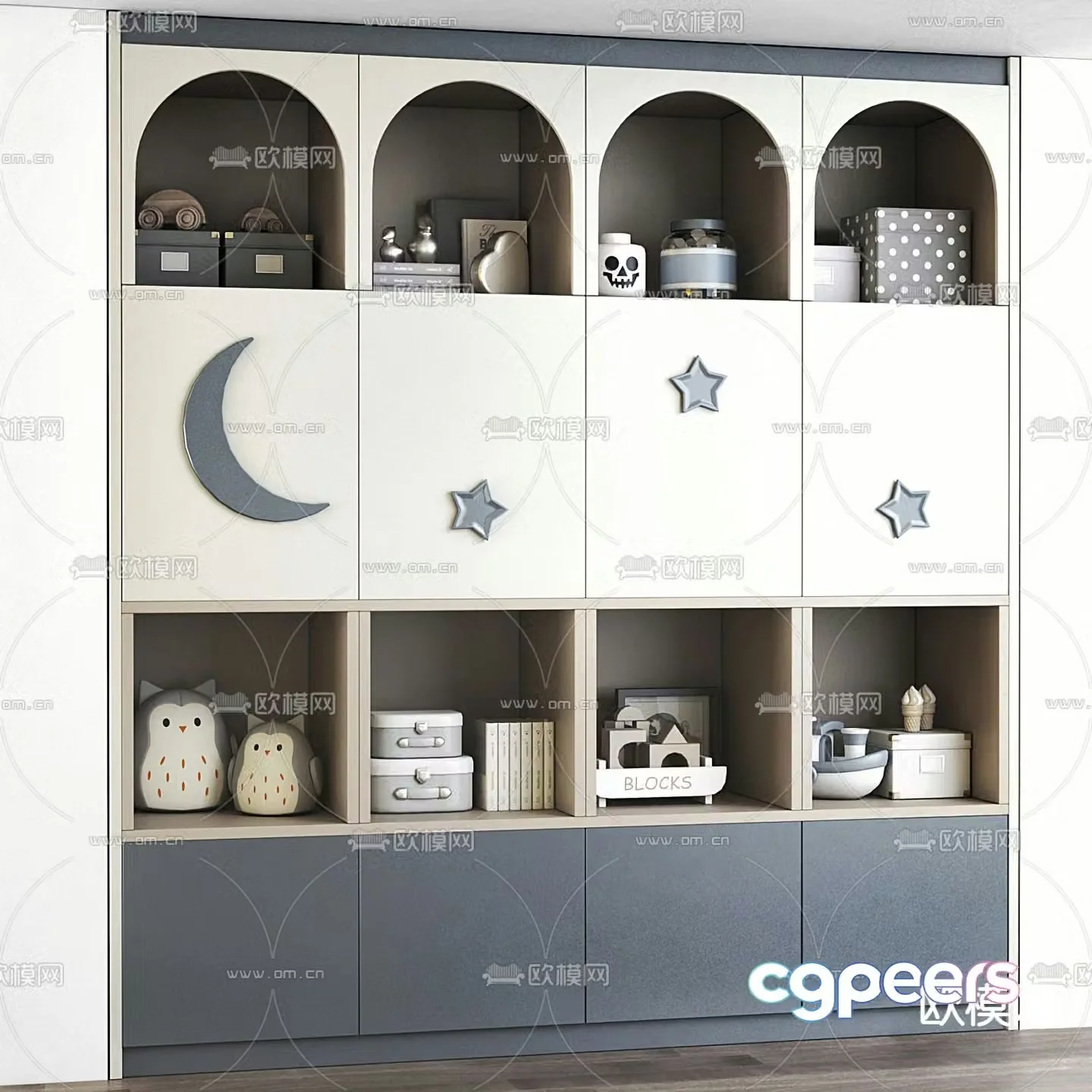 Modern children’s bookcase children’s cabinet 3d model