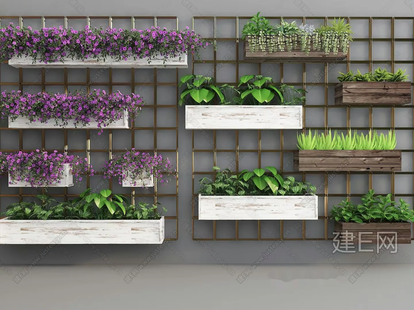 A Vertical Garden With Plants 3D Model – 3165 – VRAY Render