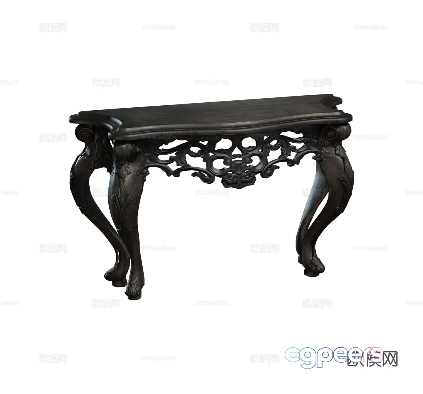 Chinese style mahogany solid wood furniture porch cabinet wenge wooden strips antique altar table oval combination 3D model