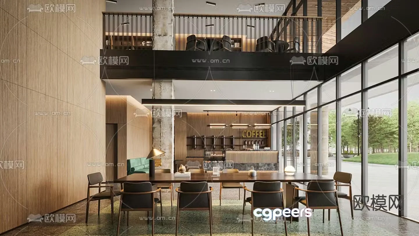 Nordic cafe cafe coffee counter 3d model