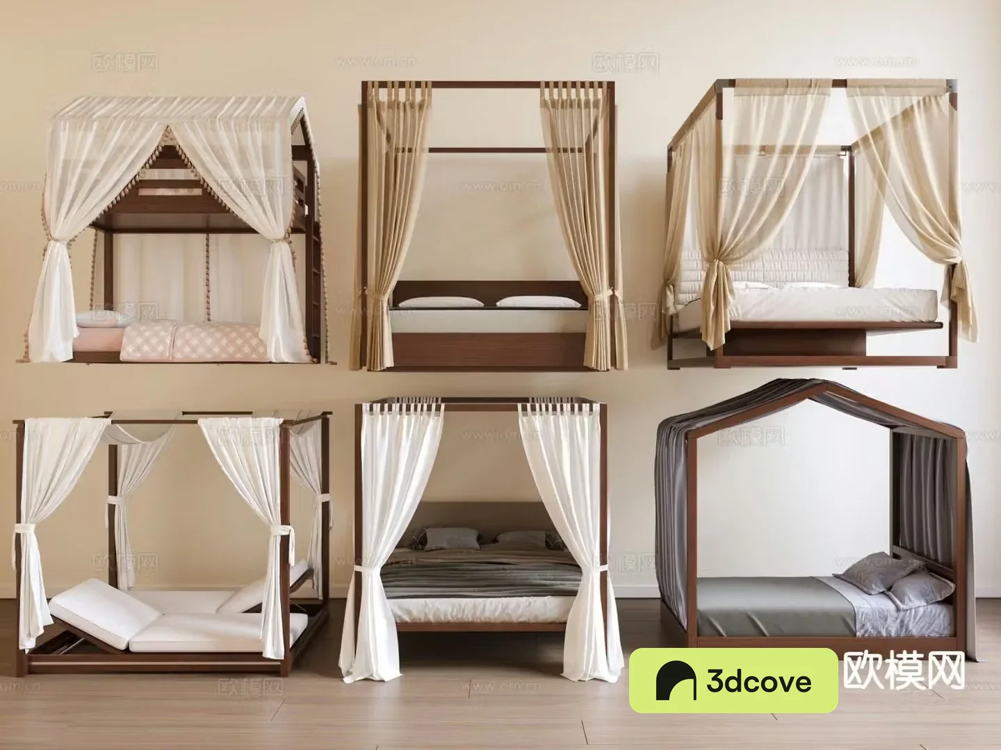 New Chinese style curtain bed curtain double bed