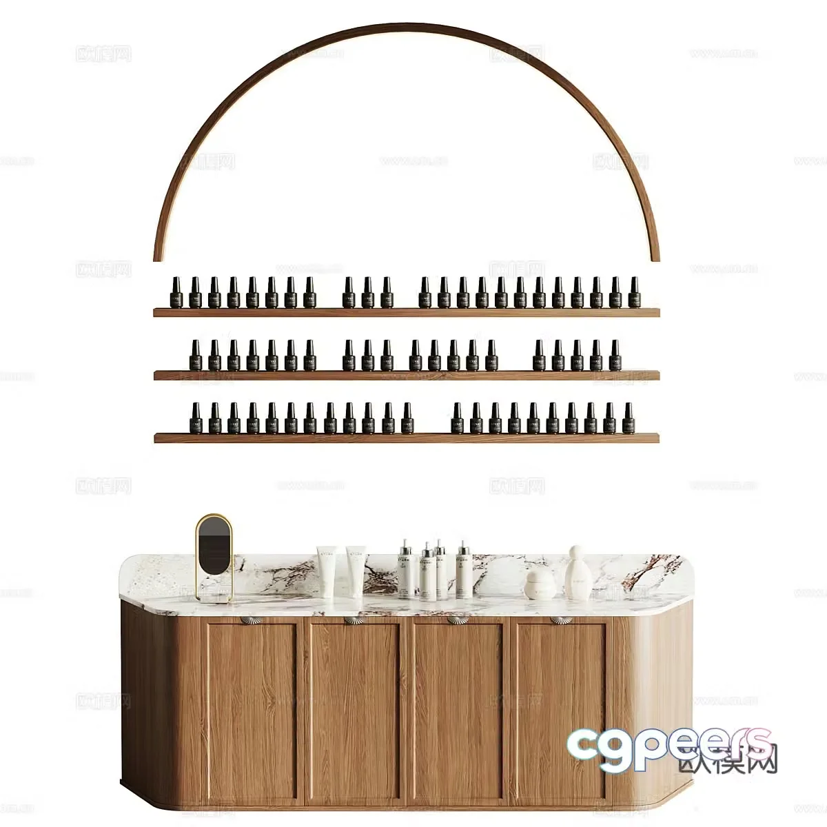 Modern cream style beauty salon display cabinet 3d model