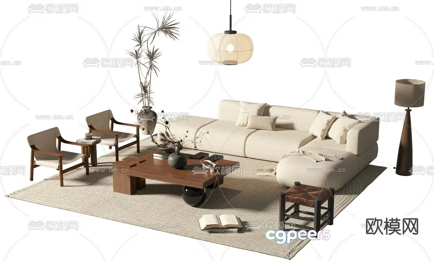 Medieval style modular sofa 3D model
