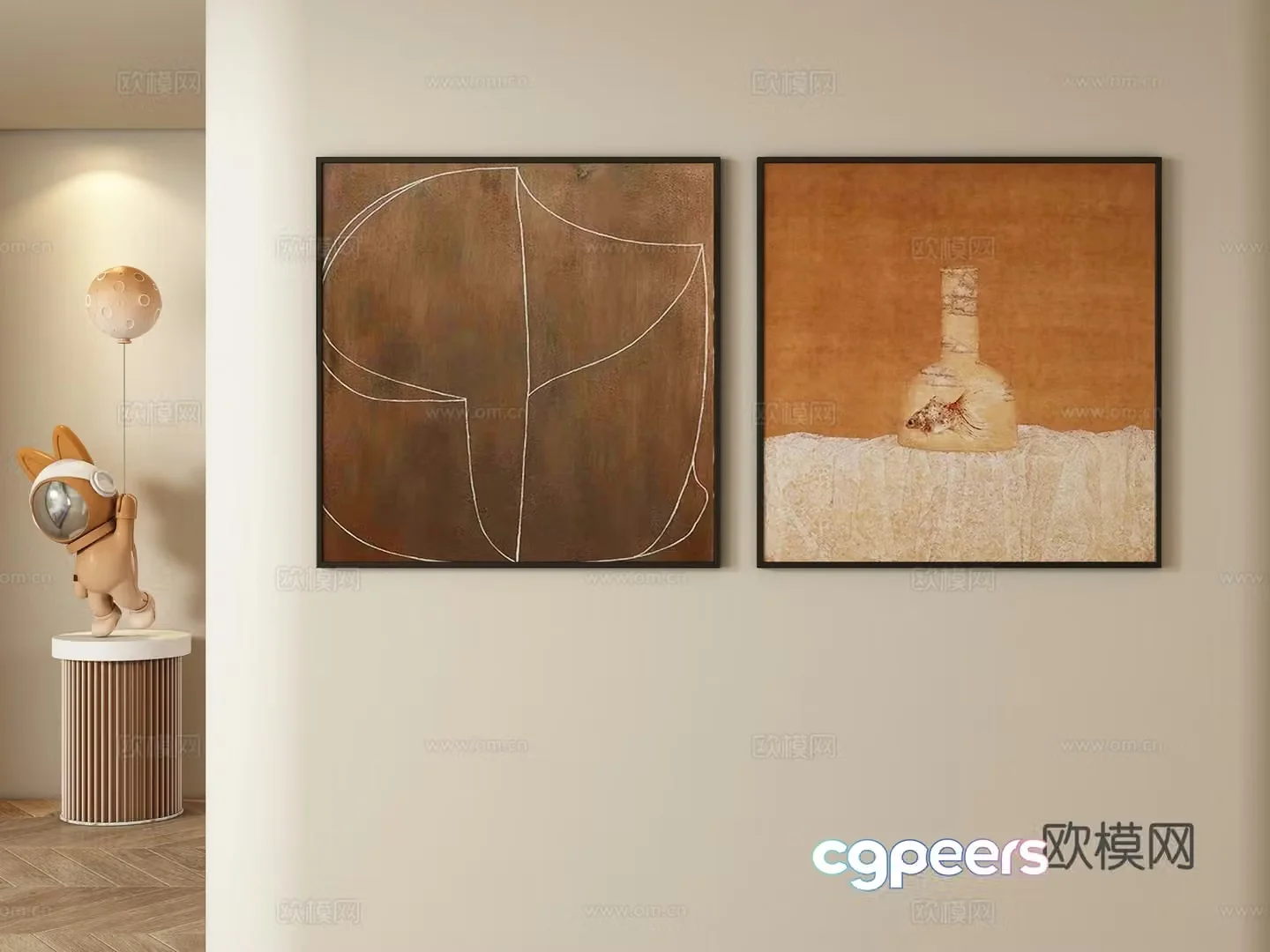 Middle-aged decorative paintings hanging paintings 3D model