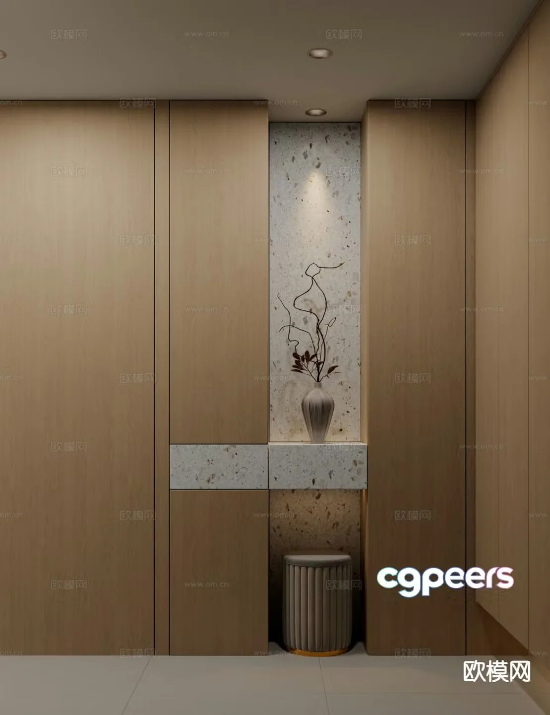 Modern entrance hall cabinet whole wall cabinet 3D model