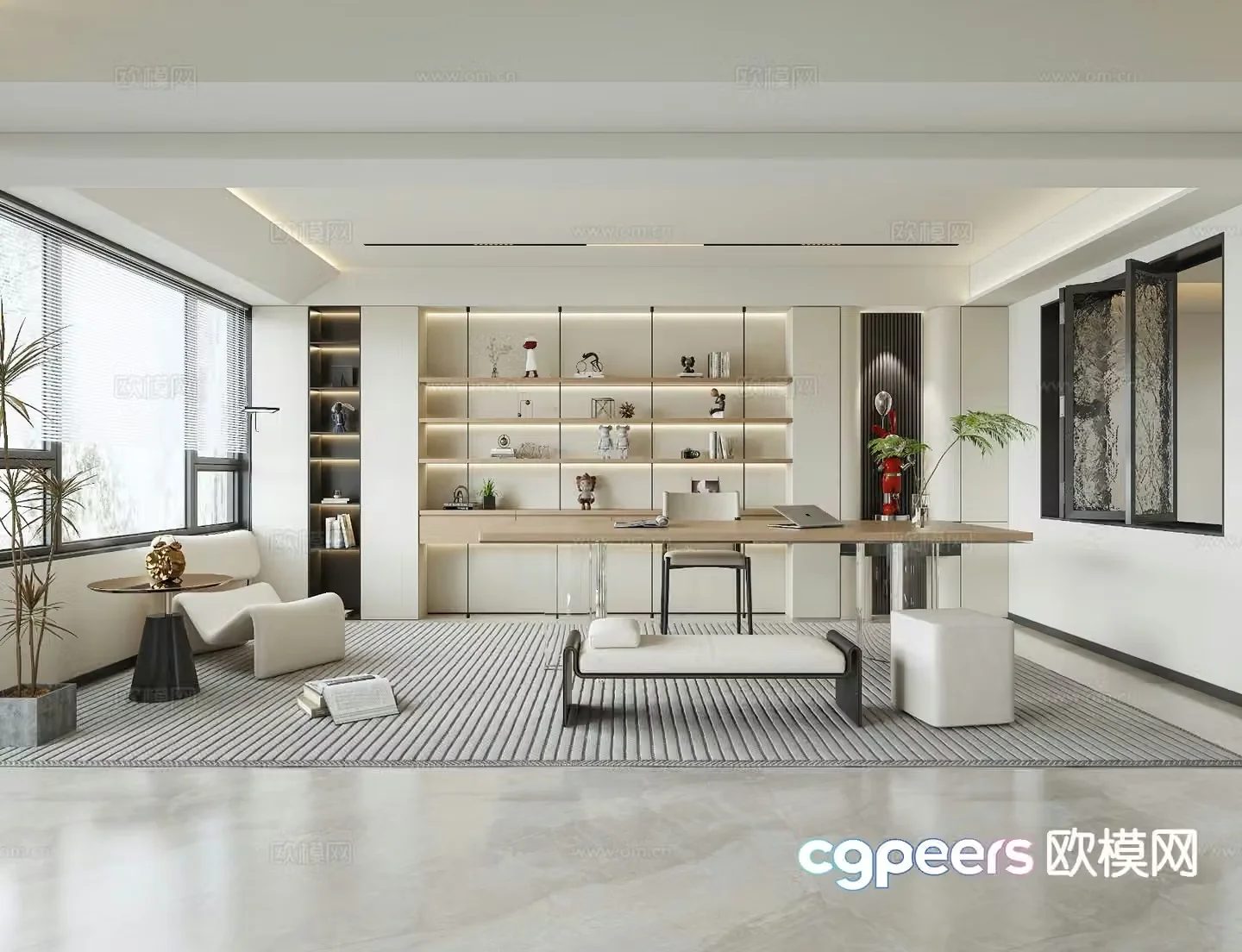Modern minimalist study 3d model