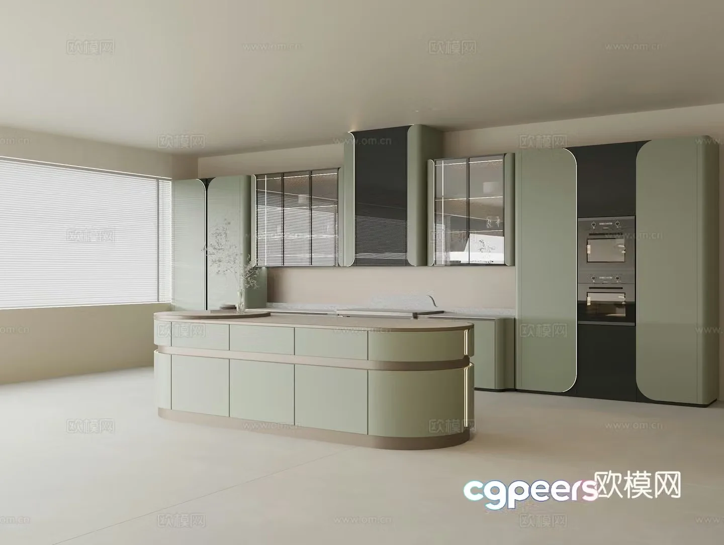 Modern open kitchen Zhongdao round bar sideboard wine cabinet cabinet combination oven 3d model