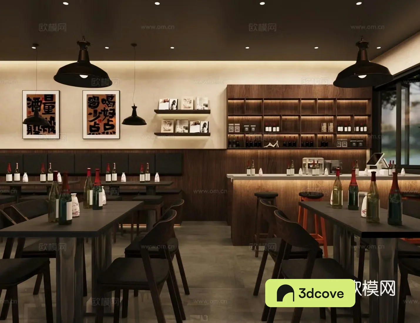 Log-Wind Bar Tea Restaurant Chinese Restaurant Music Restaurant Dining Table and Chair Combination Bar Water Bar