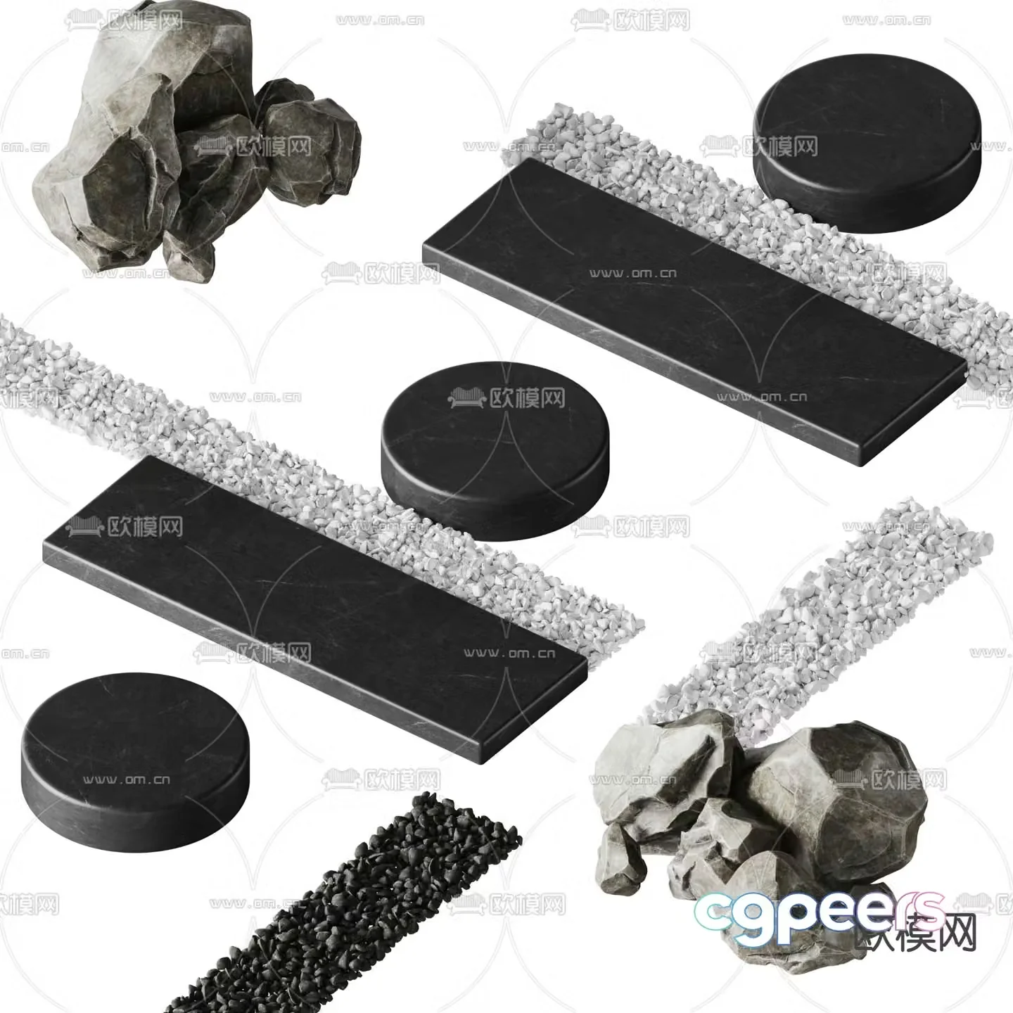 Bluestone slab path garden road paving landscape stone cobblestone 3D model