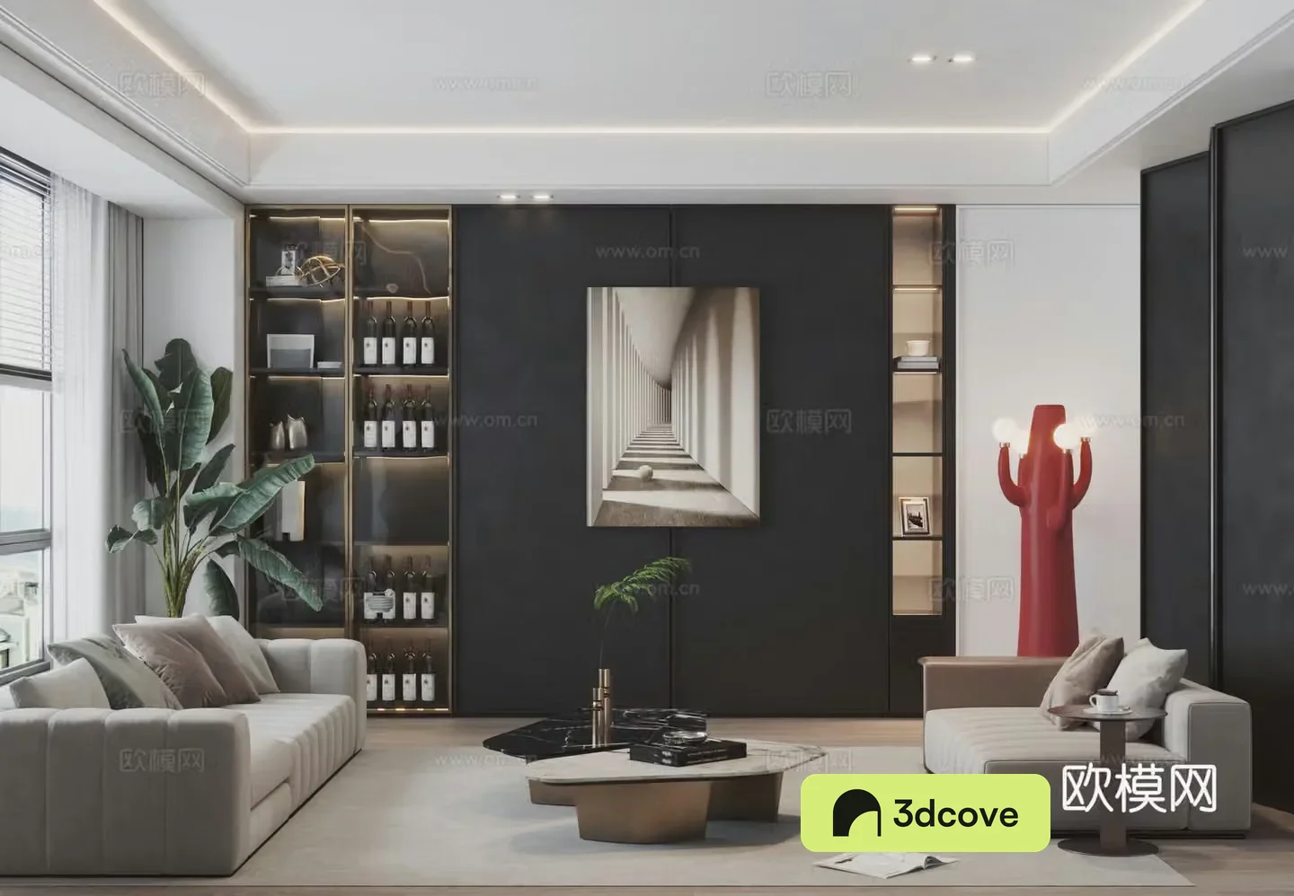 Modern living room Reception room Business negotiation room Reception room 3D model of negotiation area