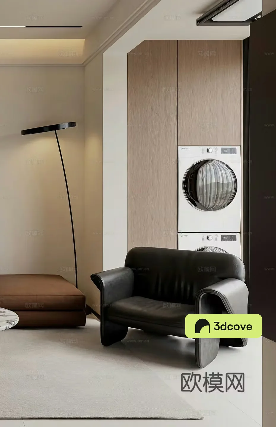 Modern leisure chair Single chair Light luxury leisure chair Floor lamp Washing machine Simple dark gray