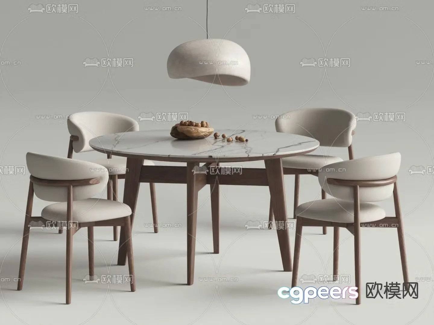 Maurice dining table and chairs round dining table 3d model