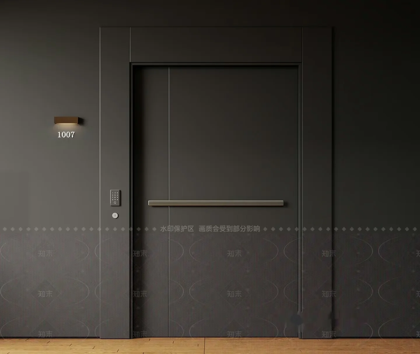 A Dark Gray Door With A Silver Handle 3D Model – 5817 – VRAY Render
