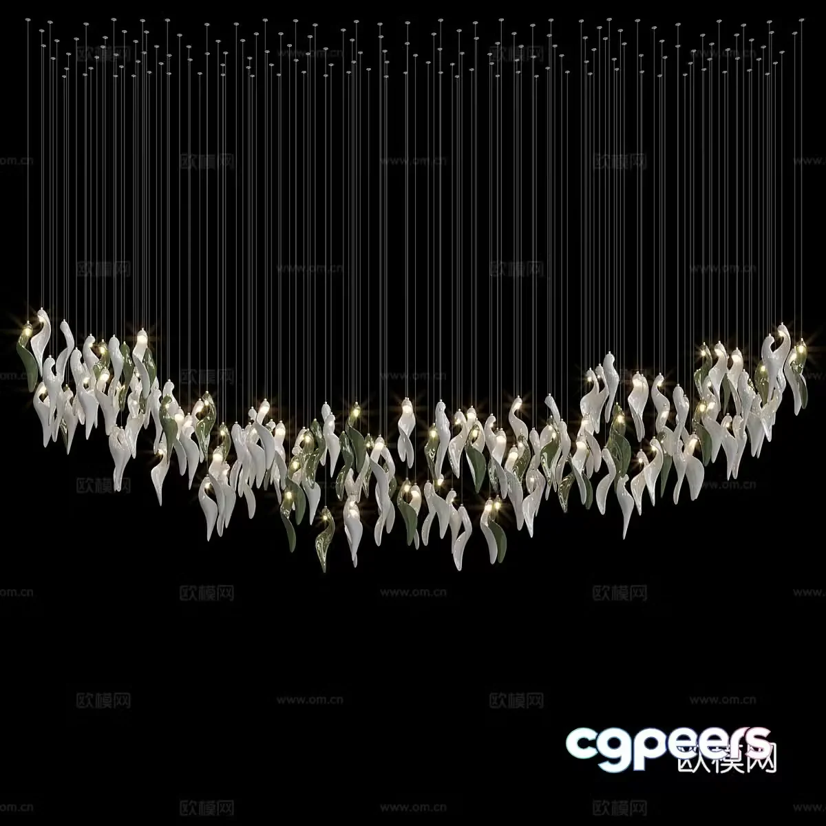 New Chinese light luxury craft chandelier 3D model