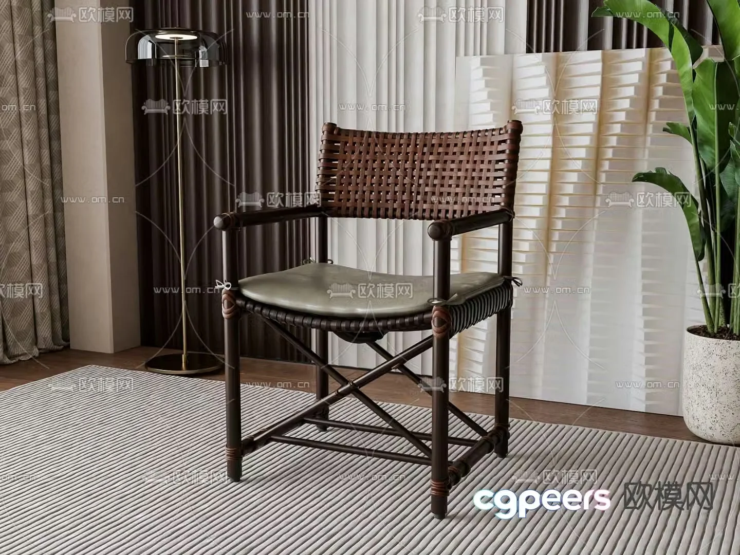 Rattan chair leisure chair 3d model