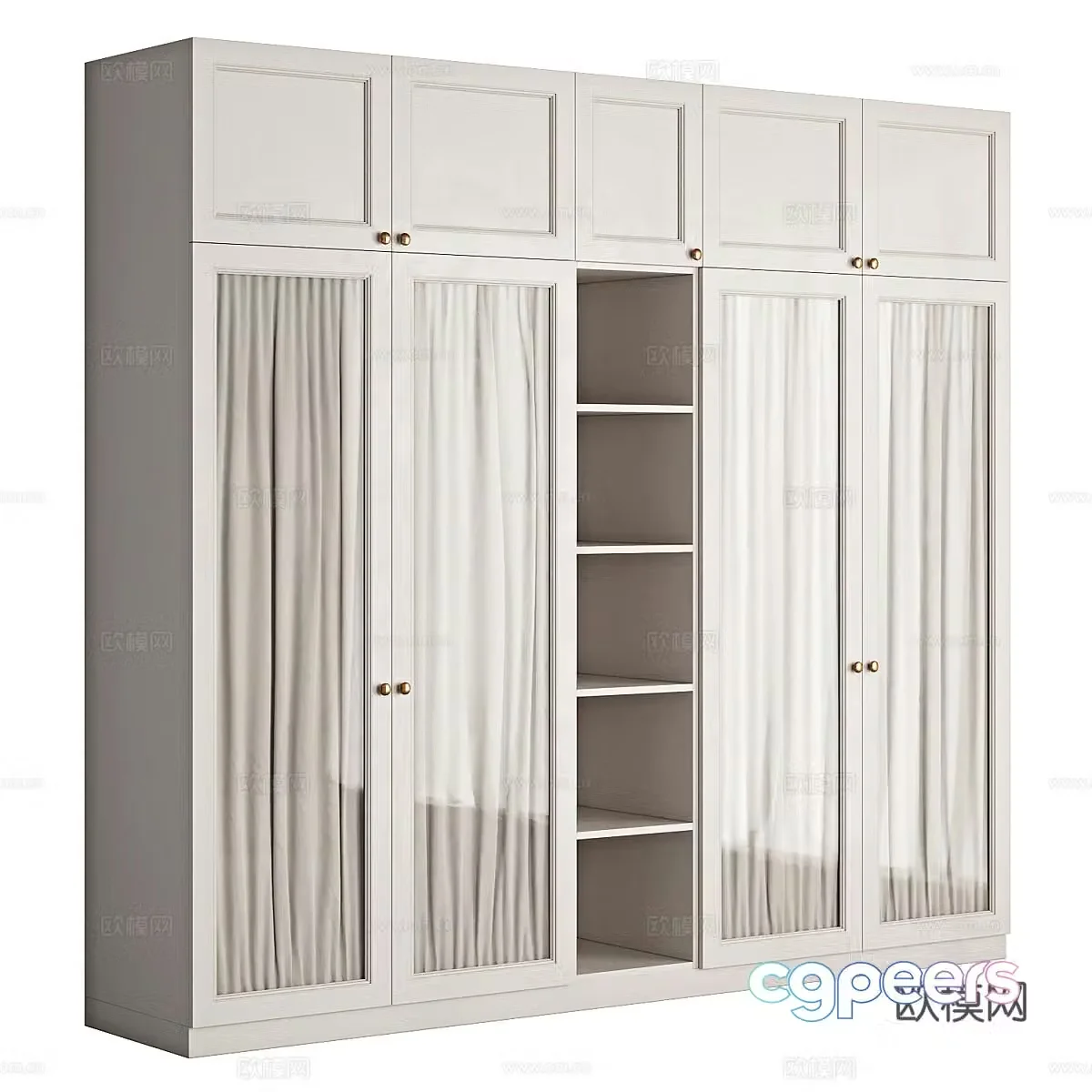 Modern Cream Windshield Door Wardrobe 3d Model