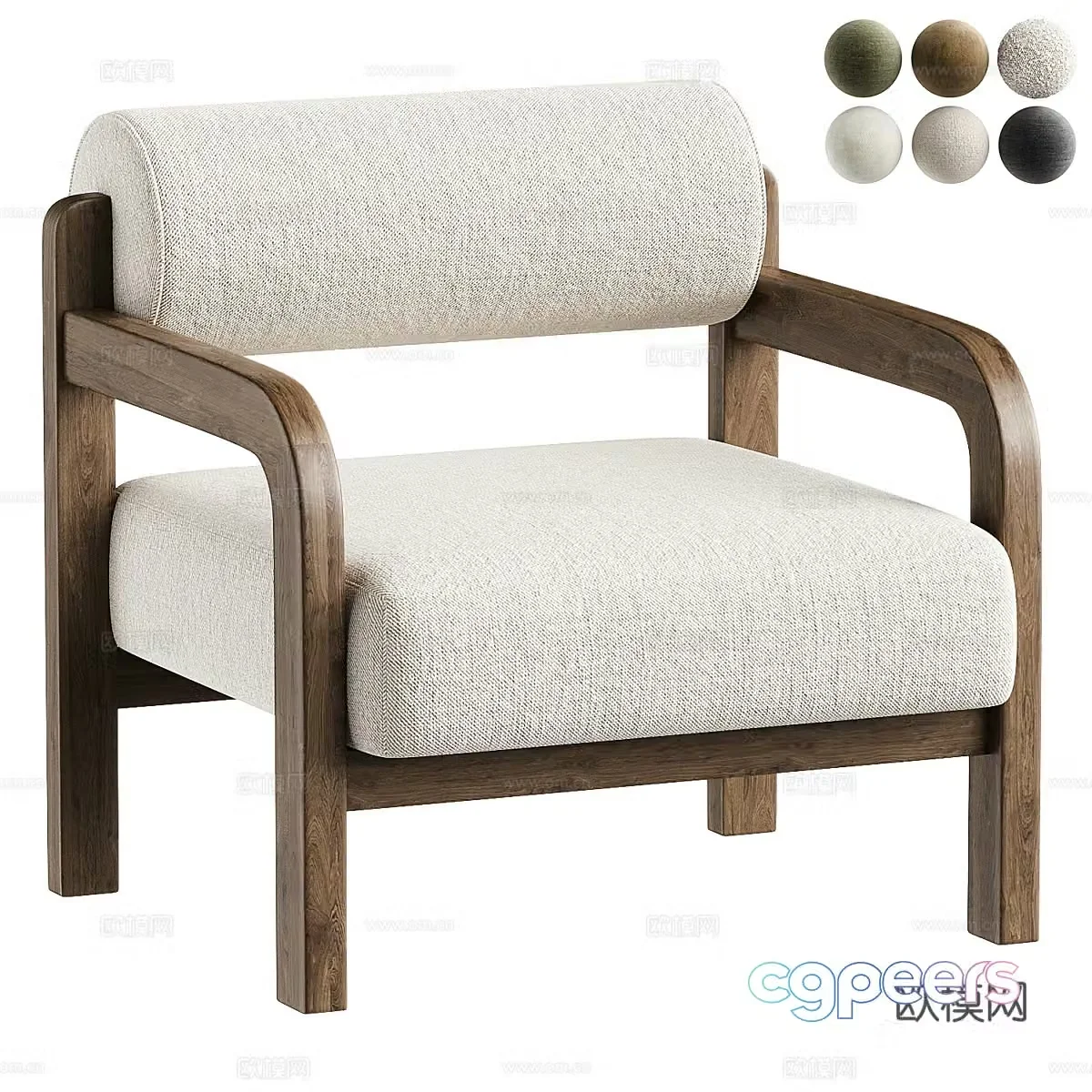 New Chinese style leisure chair armchair 3d model
